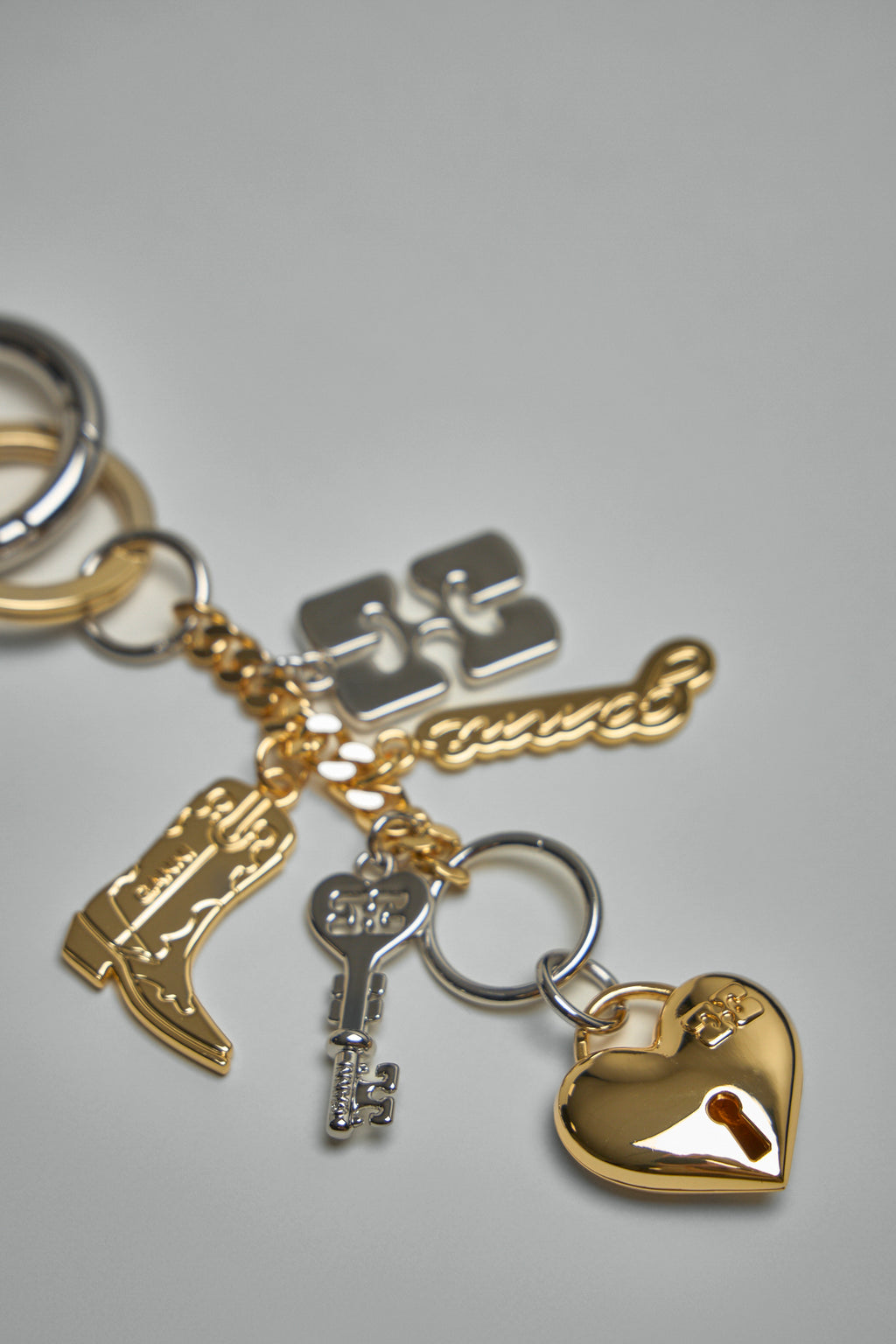 Ganni Bou Charms Keyring Silver And Gold