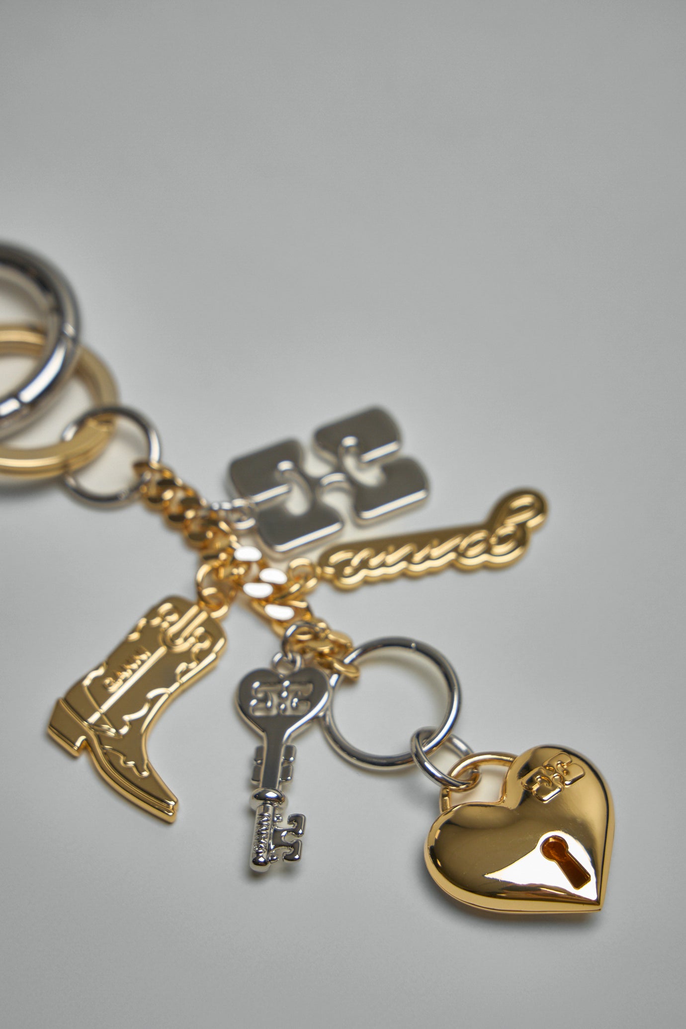 Ganni Bou Charms Keyring Silver And Gold