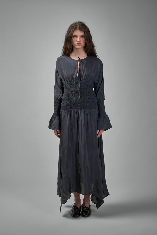W0252 Viskose Habotai Smock Midikleid phantom 252