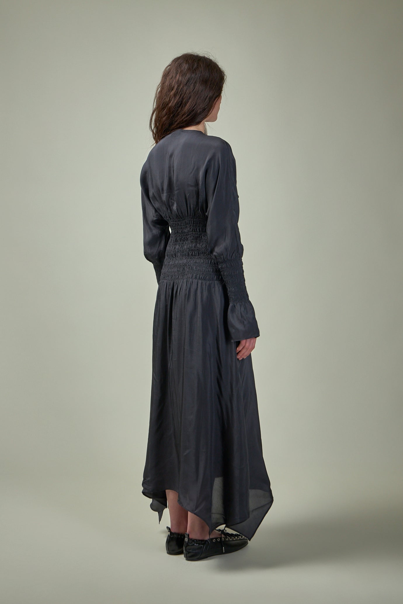 Viscose Habotai Smock Midi Dress