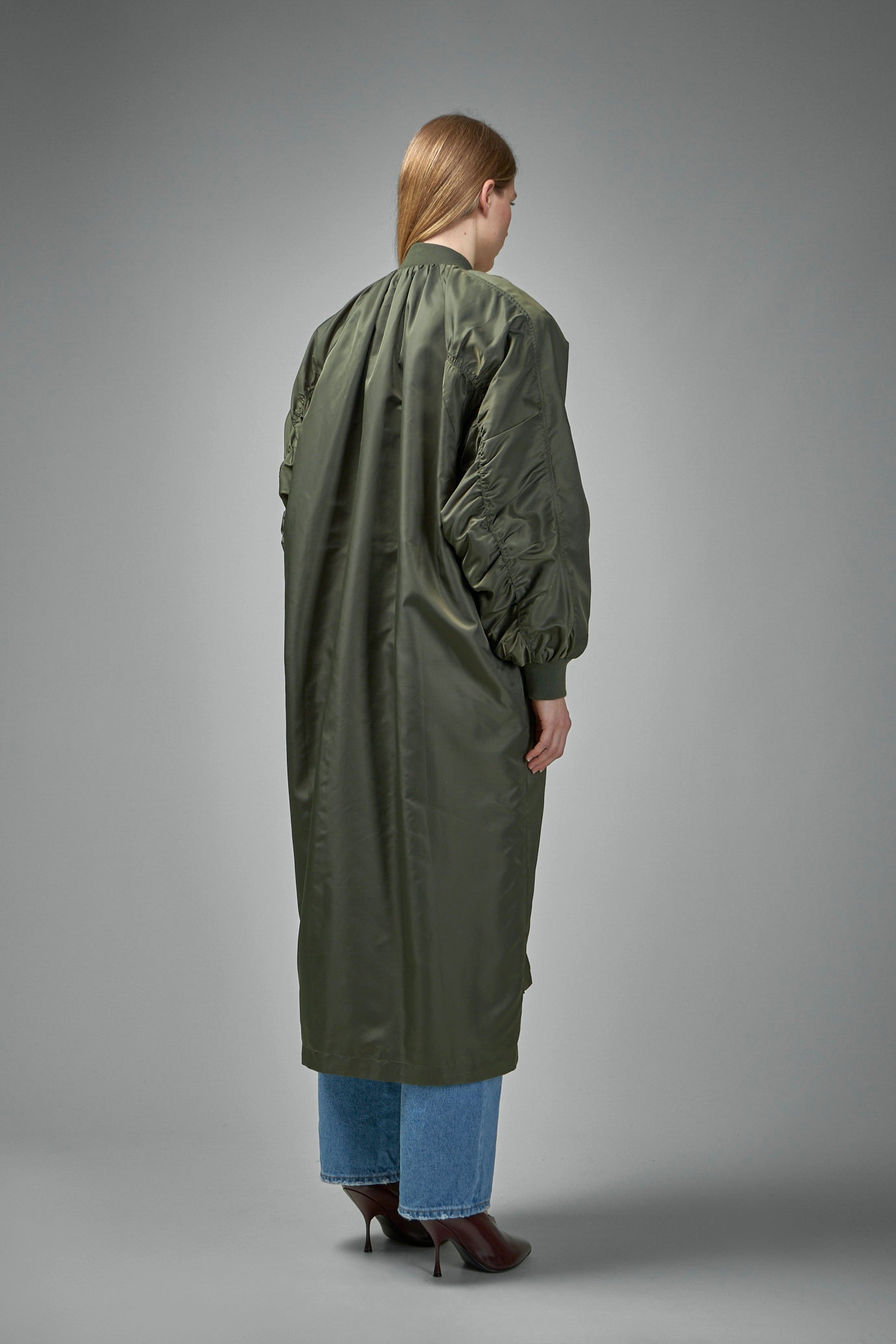 Reward Long Nylon Bomber Jacket Coat