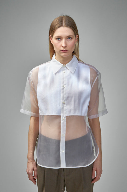 Pleats Tux Silk Organza Shirt