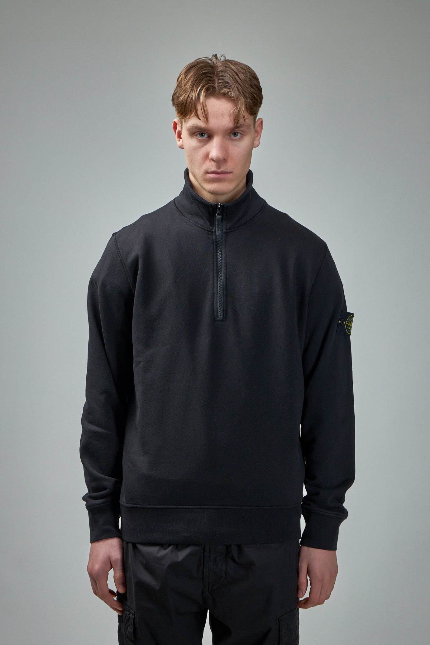 Half Zip Sweatshirt with Standing Collar