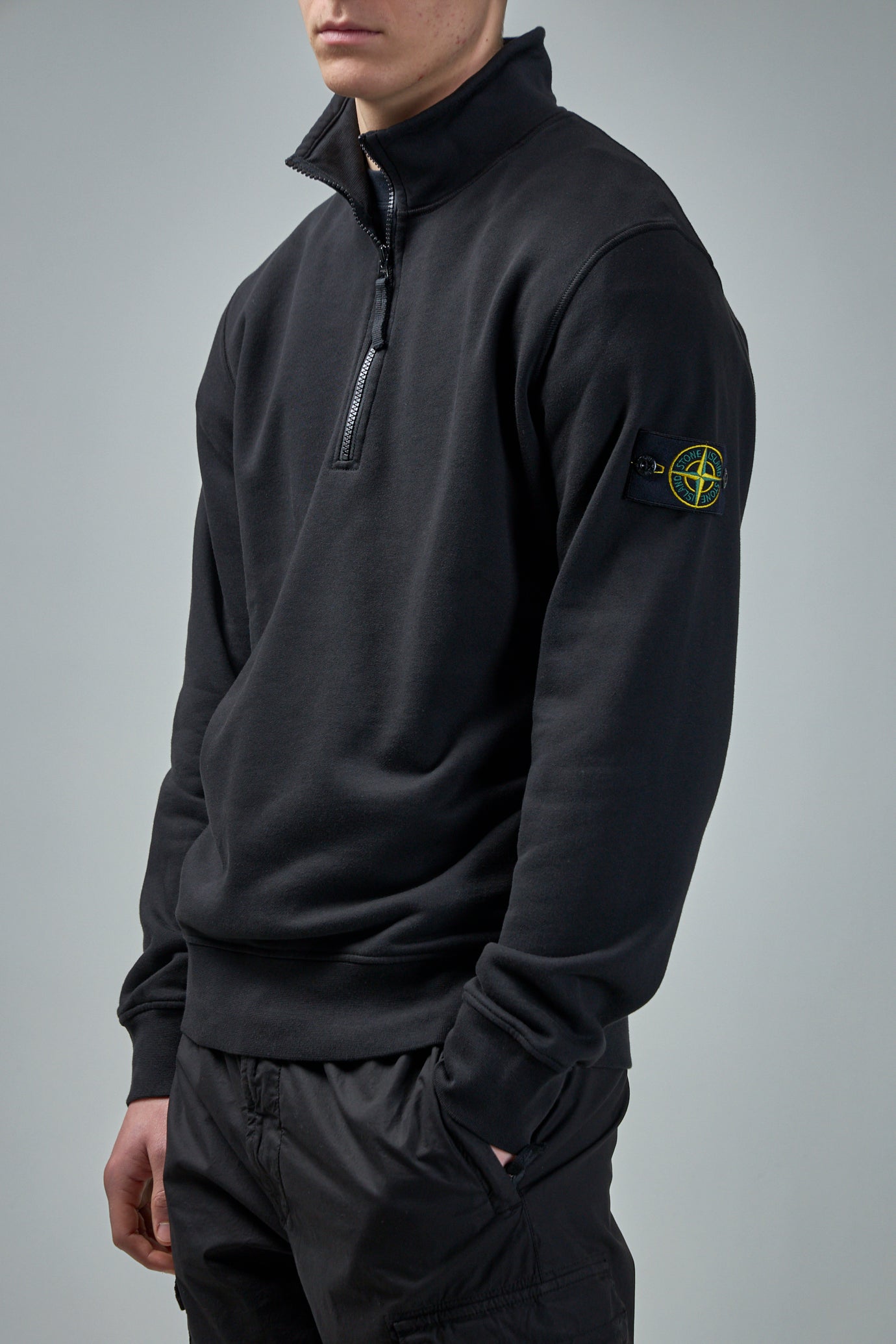 Half Zip Sweatshirt with Standing Collar