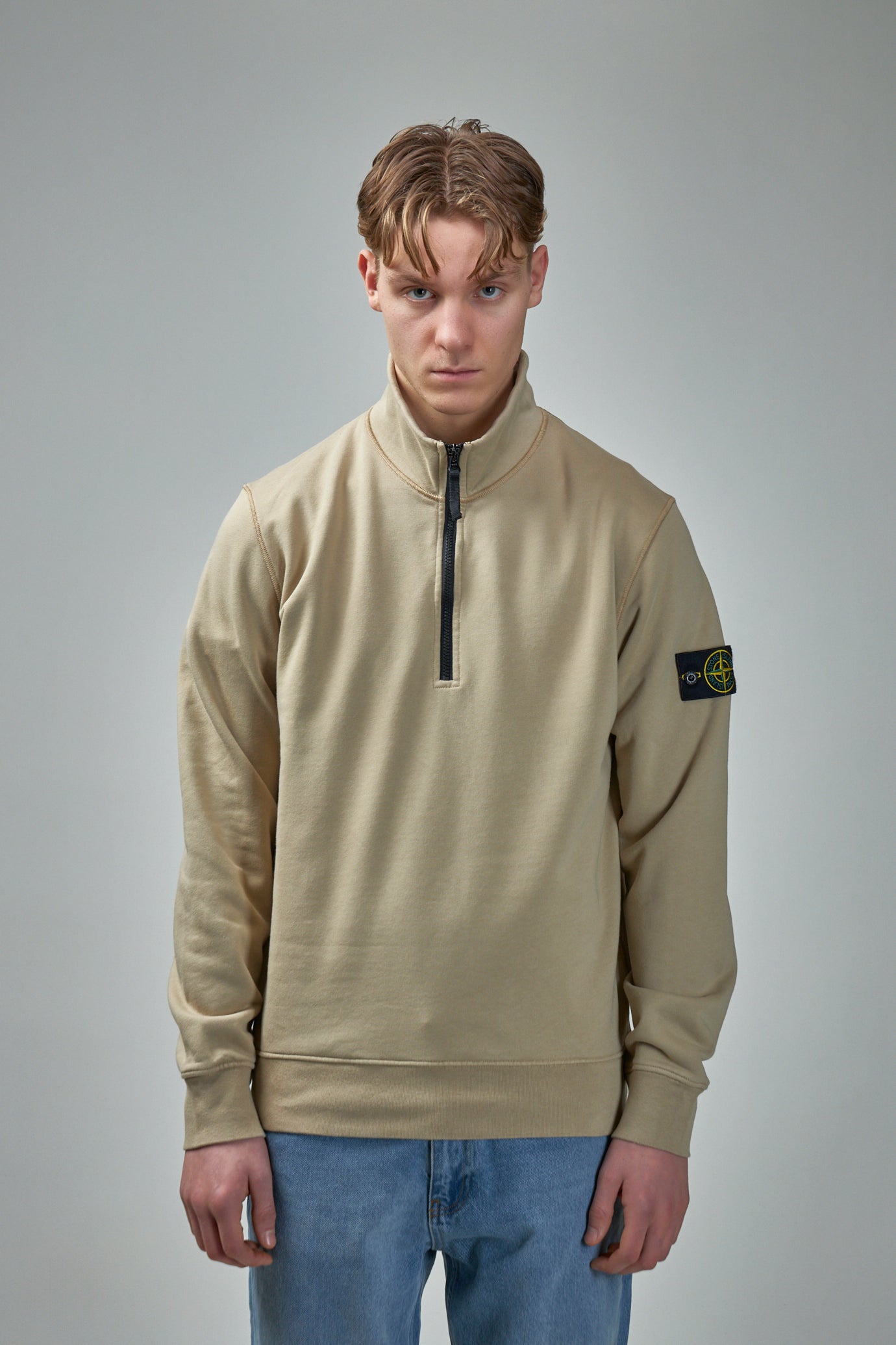 Half Zip Sweatshirt with Standing Collar