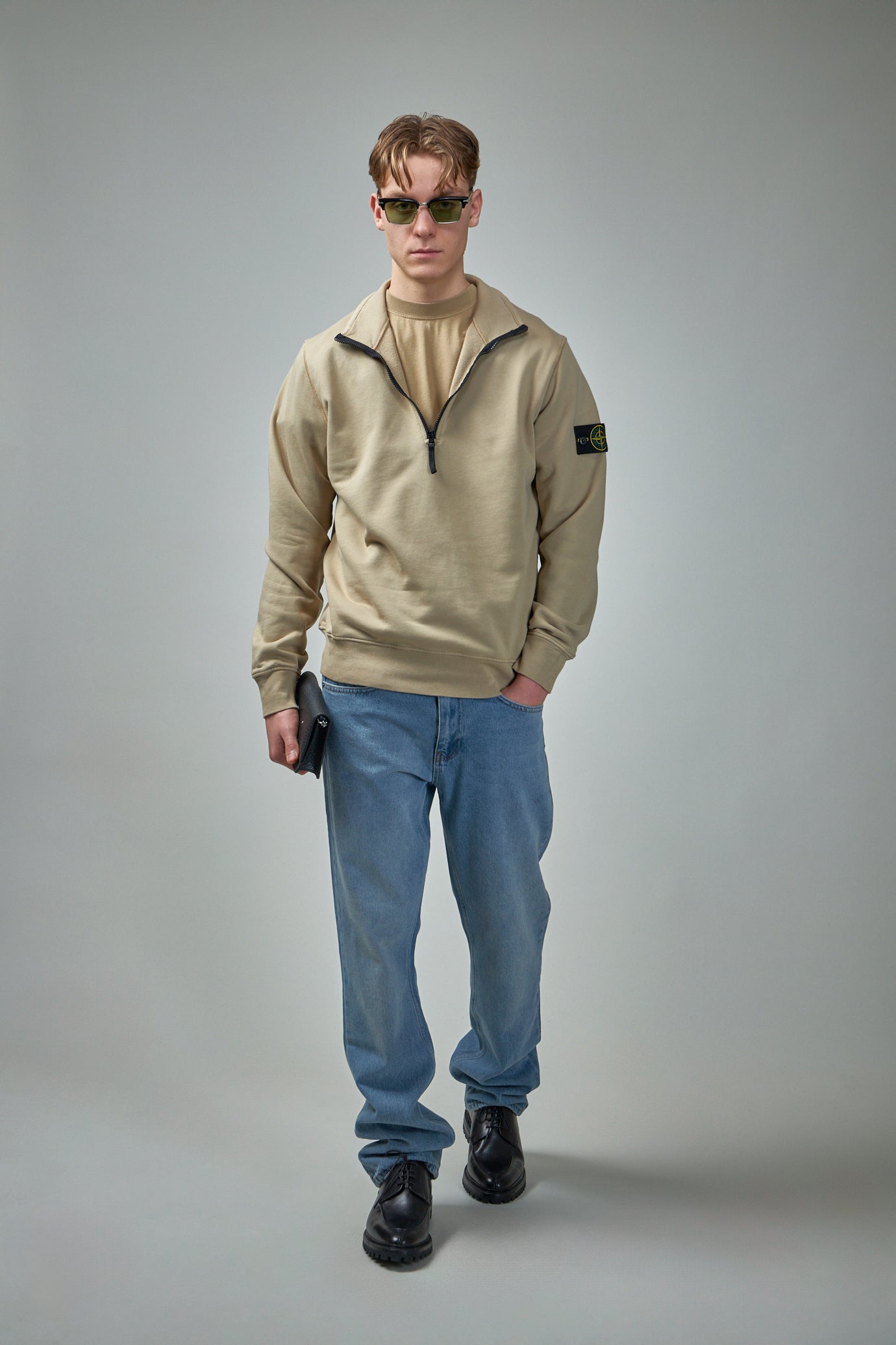 Half Zip Sweatshirt with Standing Collar