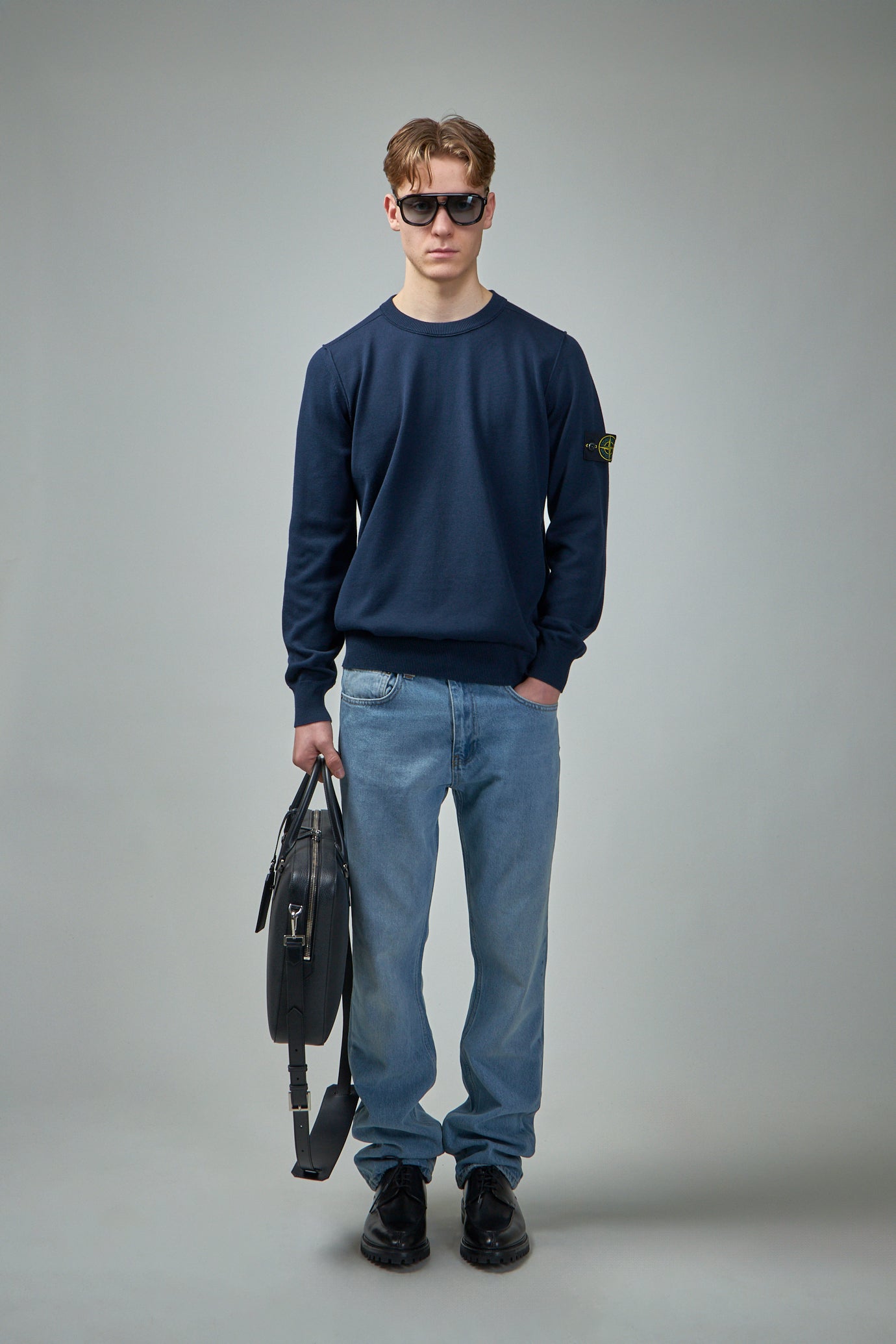 Crewneck Sweater with Ribbing