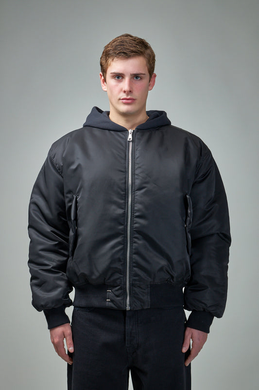 Hooded Bomber Jacket Nylon