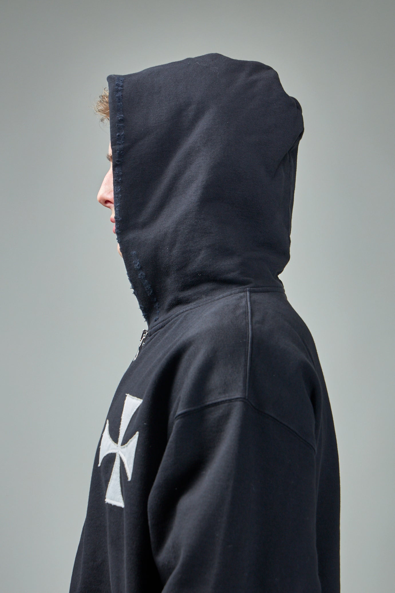 Cross Patch Zipped Hoodie