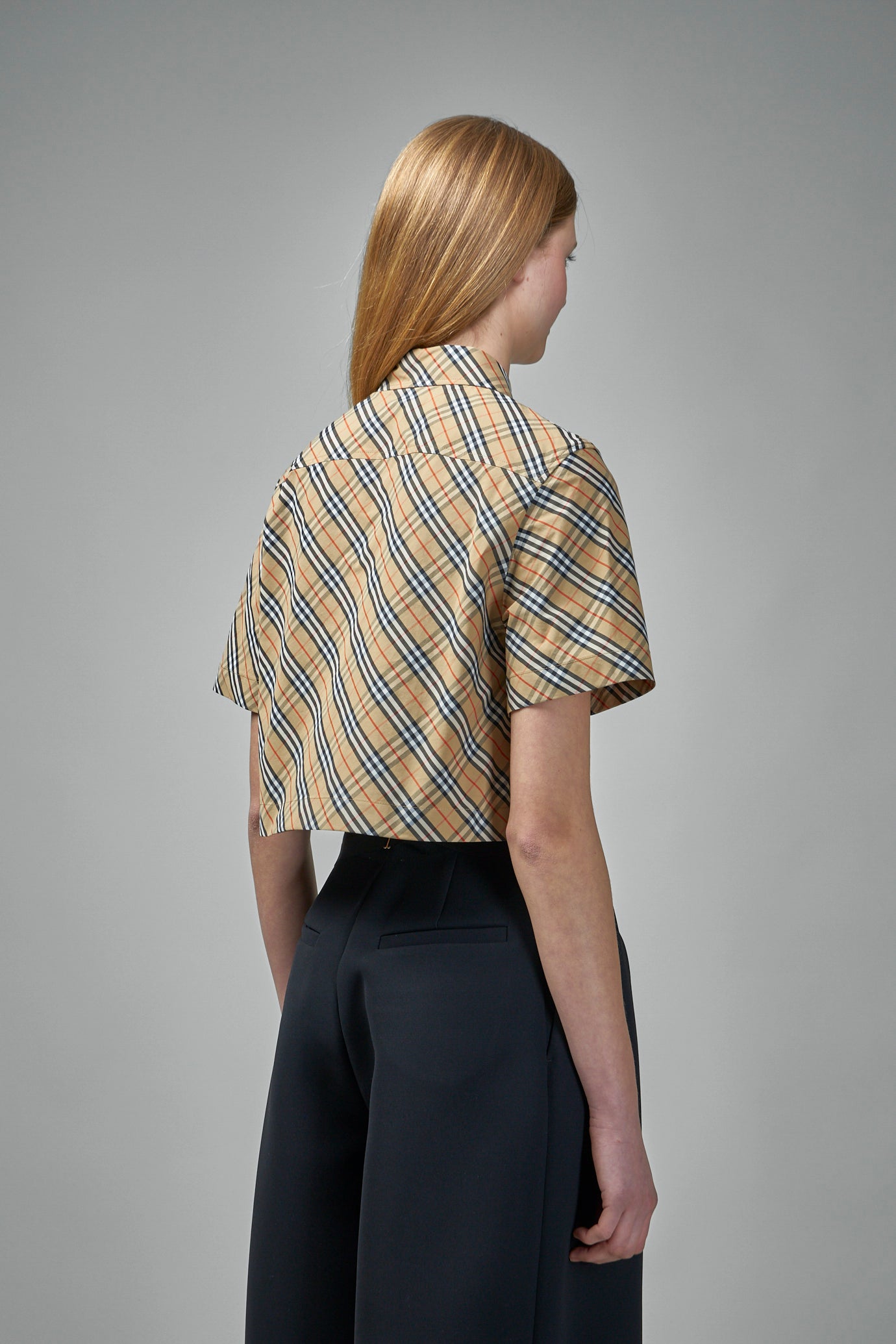 Cropped Check Cotton Shirt