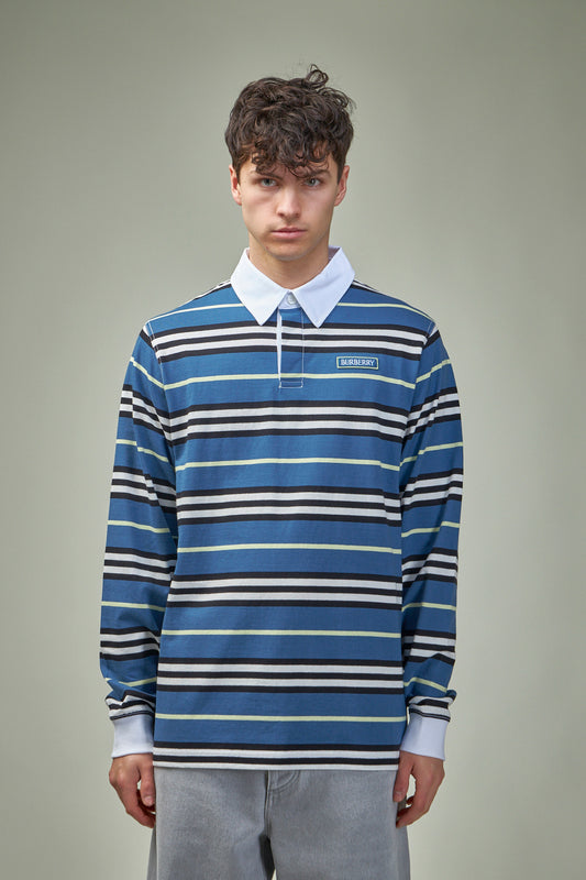 Long-sleeve Striped Cotton Polo Shirt