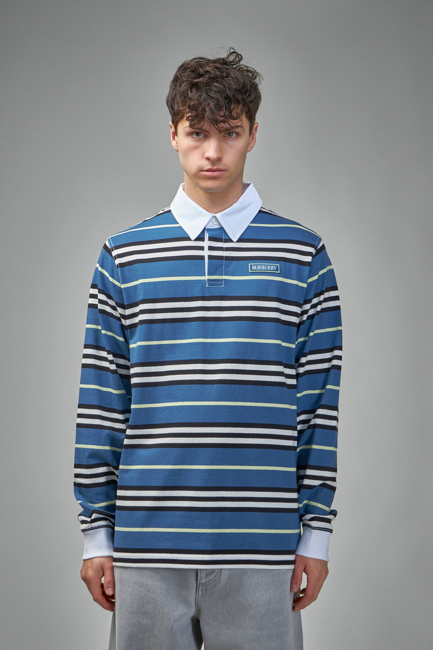 Long-sleeve Striped Cotton Polo Shirt