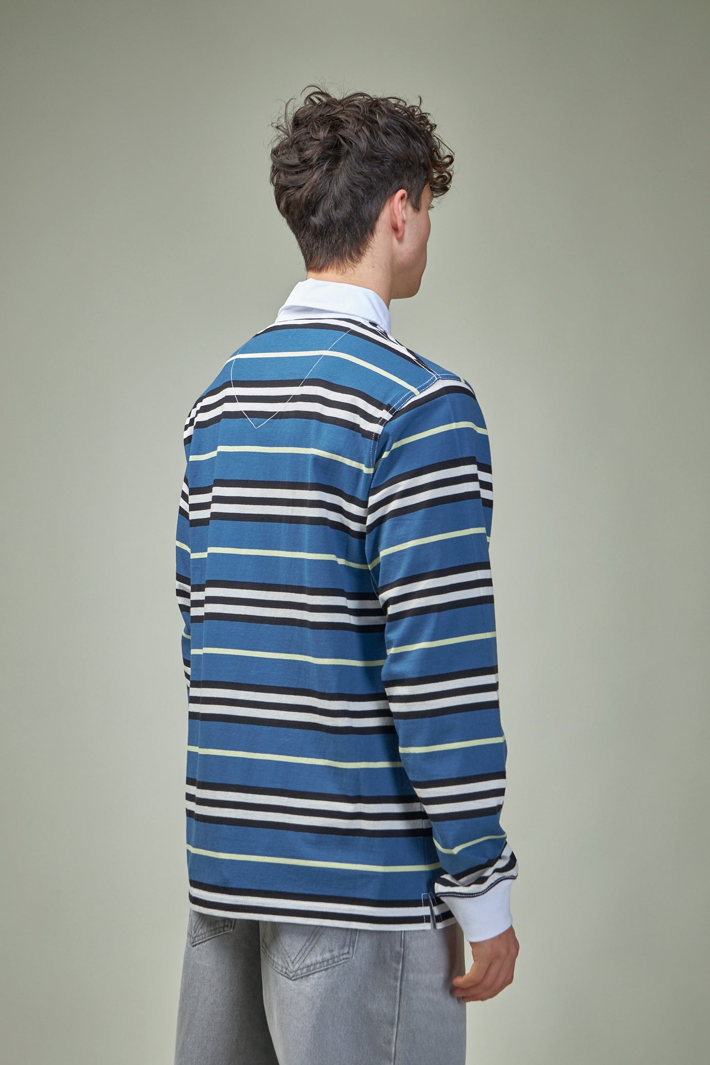 Long-sleeve Striped Cotton Polo Shirt