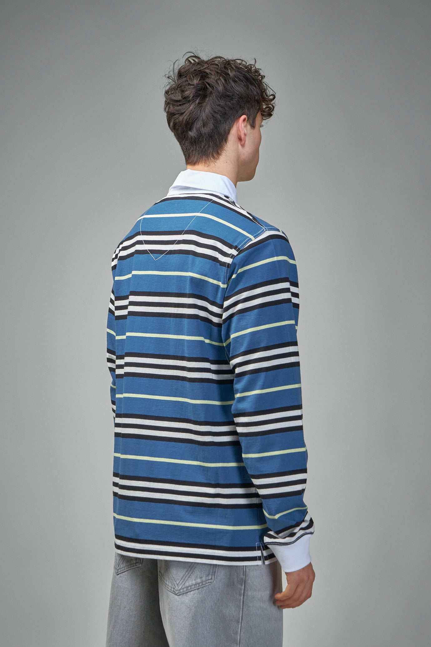Long-sleeve Striped Cotton Polo Shirt