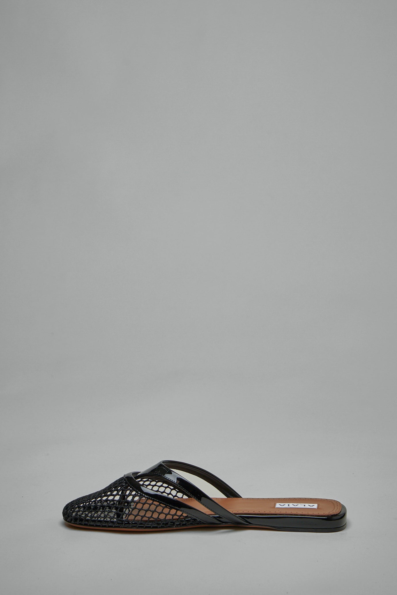 AA3M101TK007 Netz-Pantoletten Netz-Lack-Kalbsleder 999 noir