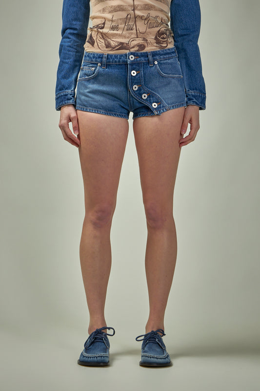 Denim Short With Buttons Details