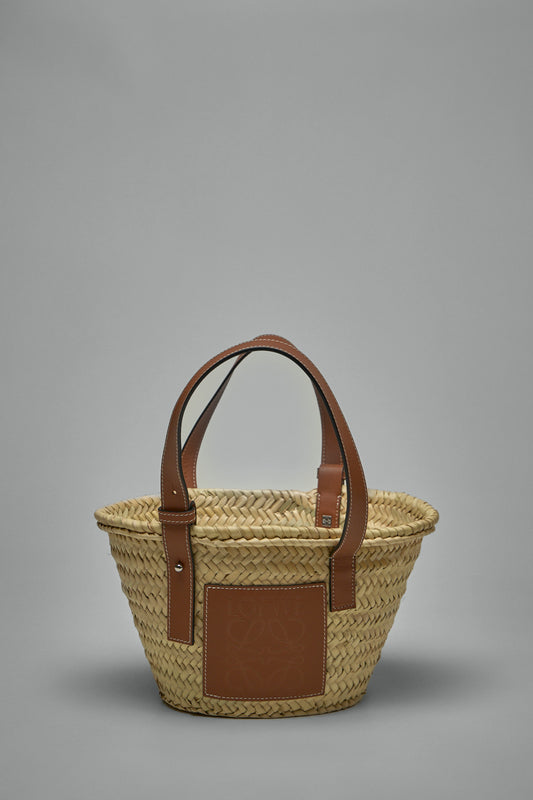 Basket Bag in Palm Leaf and Calfskin