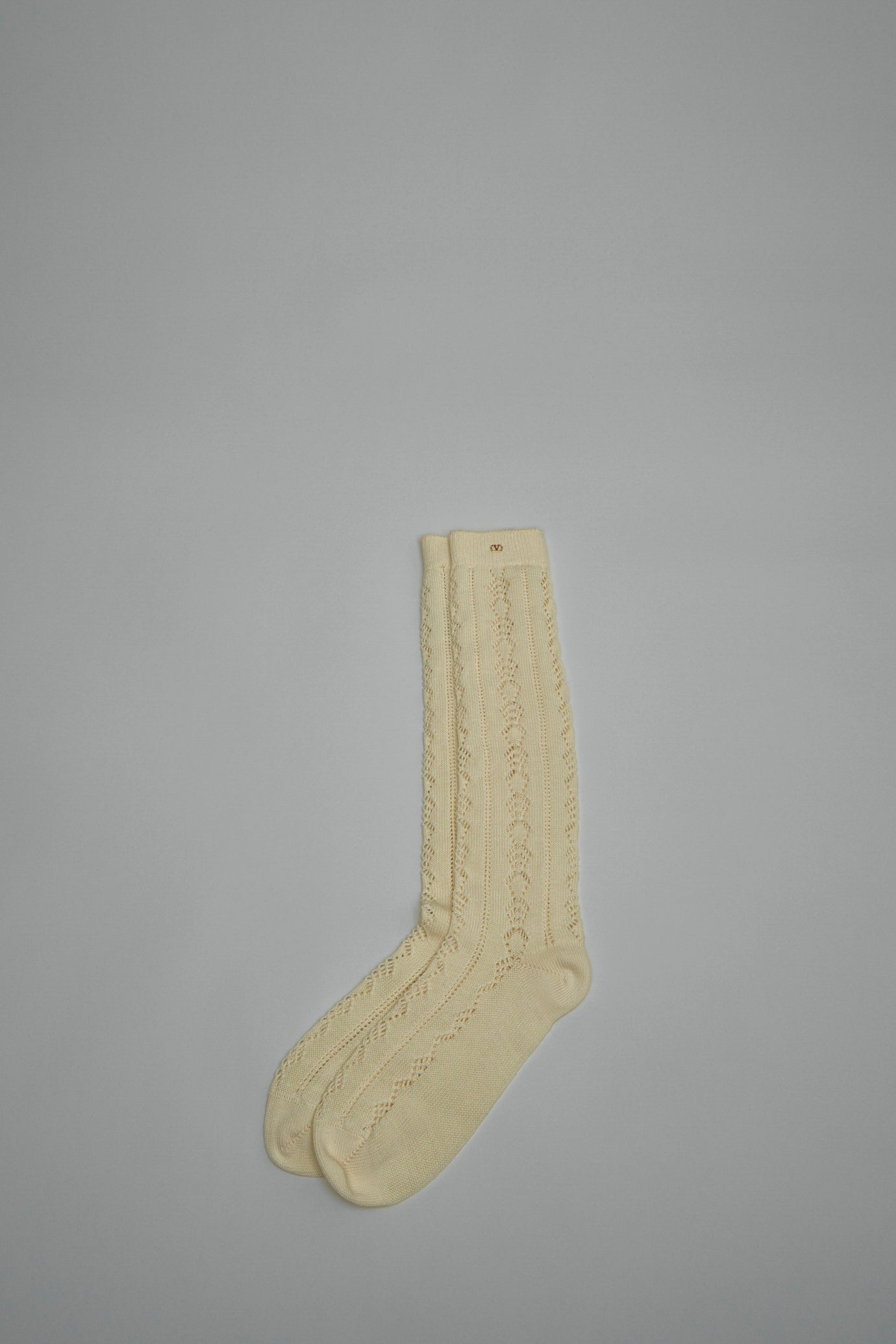 Perforated Cotton Socks with V-Logo