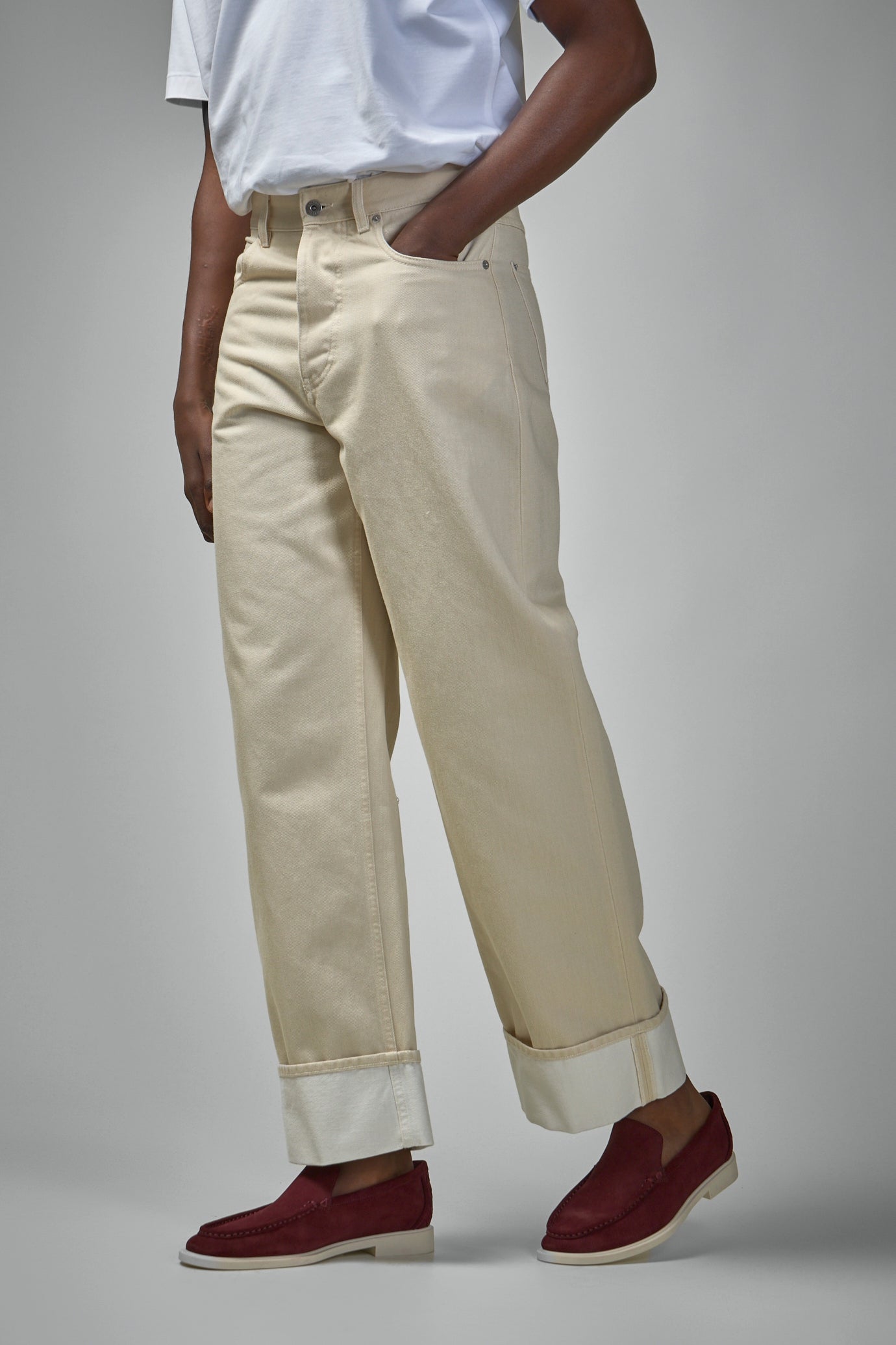 Colored Turned Up Jeans