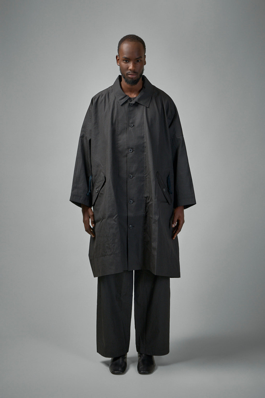 COAT#32 Long Loose Unlined Fit Coat With Detachable Collar