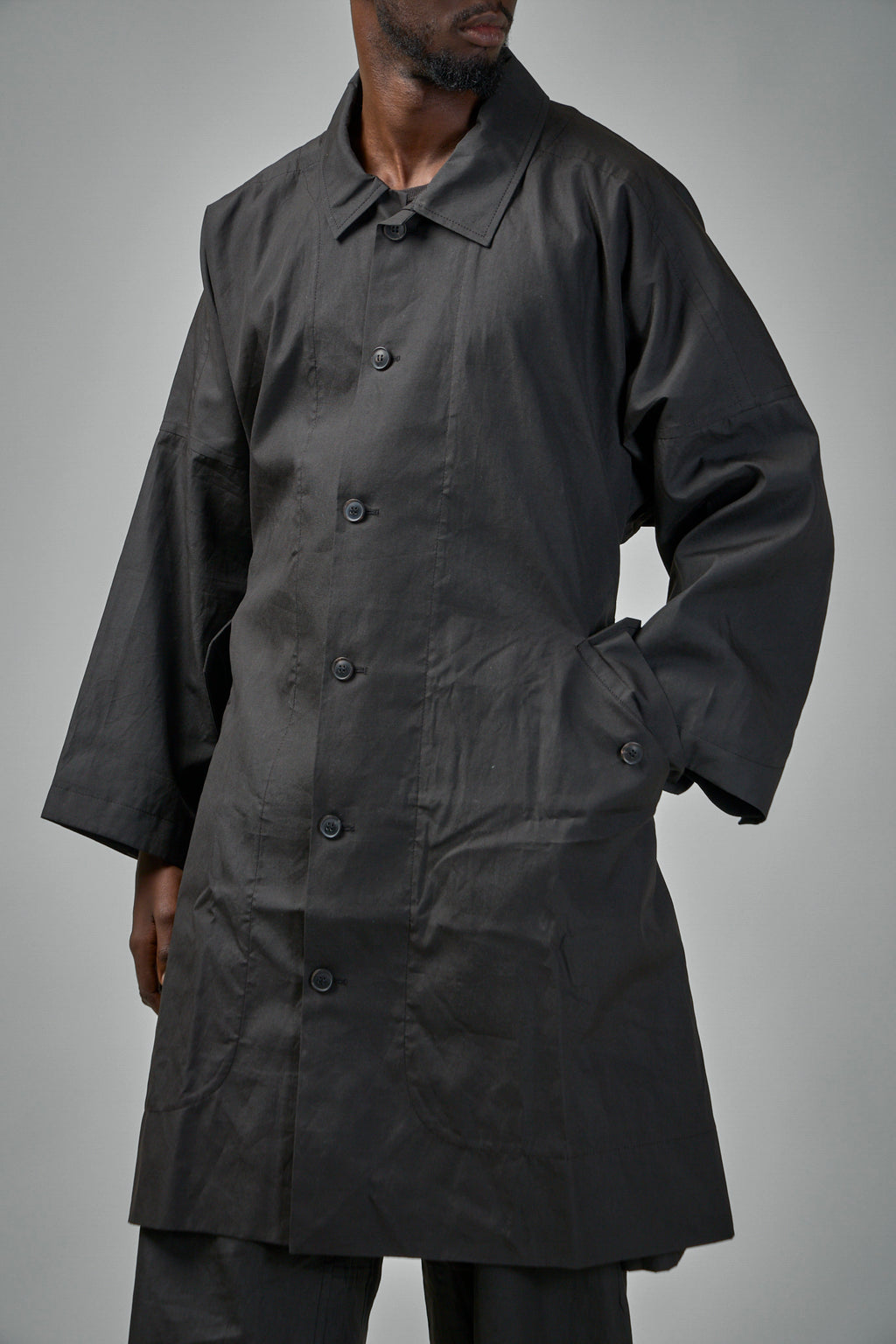 COAT#32 Long Loose Unlined Fit Coat With Detachable Collar