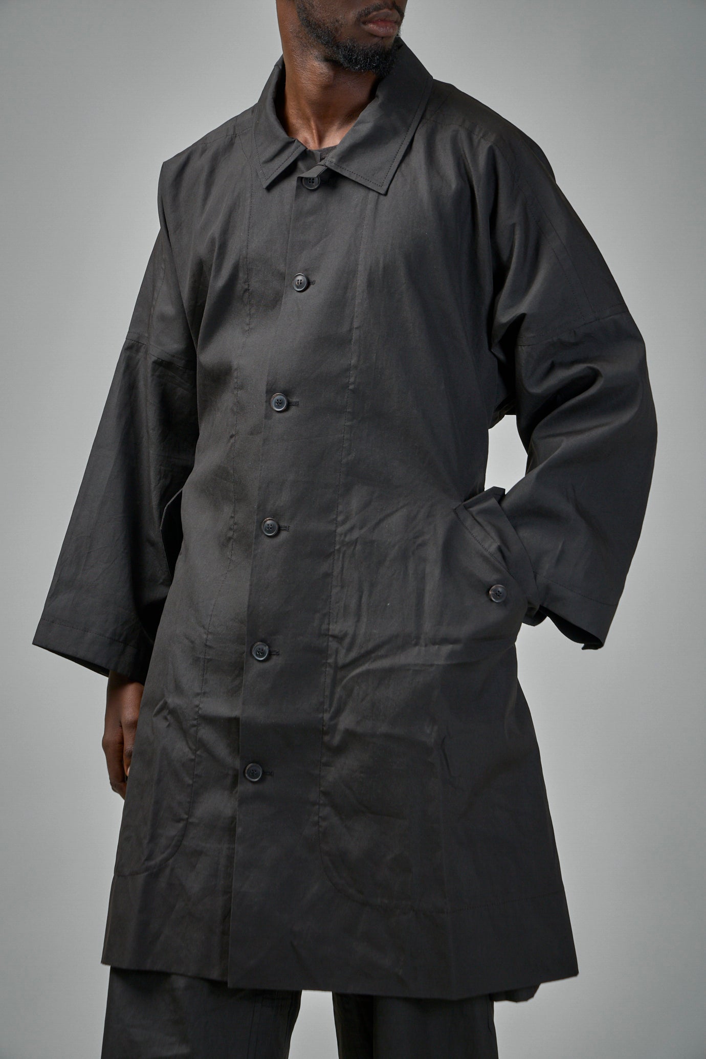 COAT#32 Long Loose Unlined Fit Coat With Detachable Collar