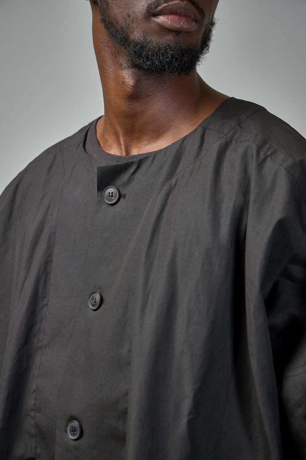 COAT#32 Long Loose Unlined Fit Coat With Detachable Collar