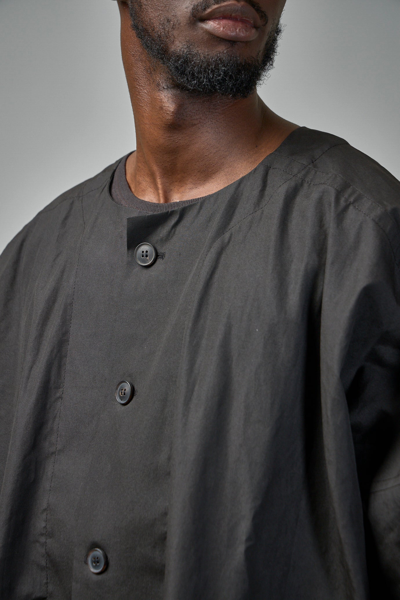 COAT#32 Long Loose Unlined Fit Coat With Detachable Collar