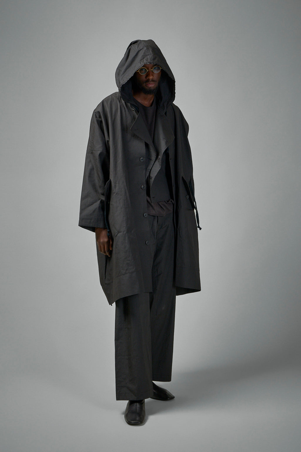 COAT#32 Long Loose Unlined Fit Coat With Detachable Collar