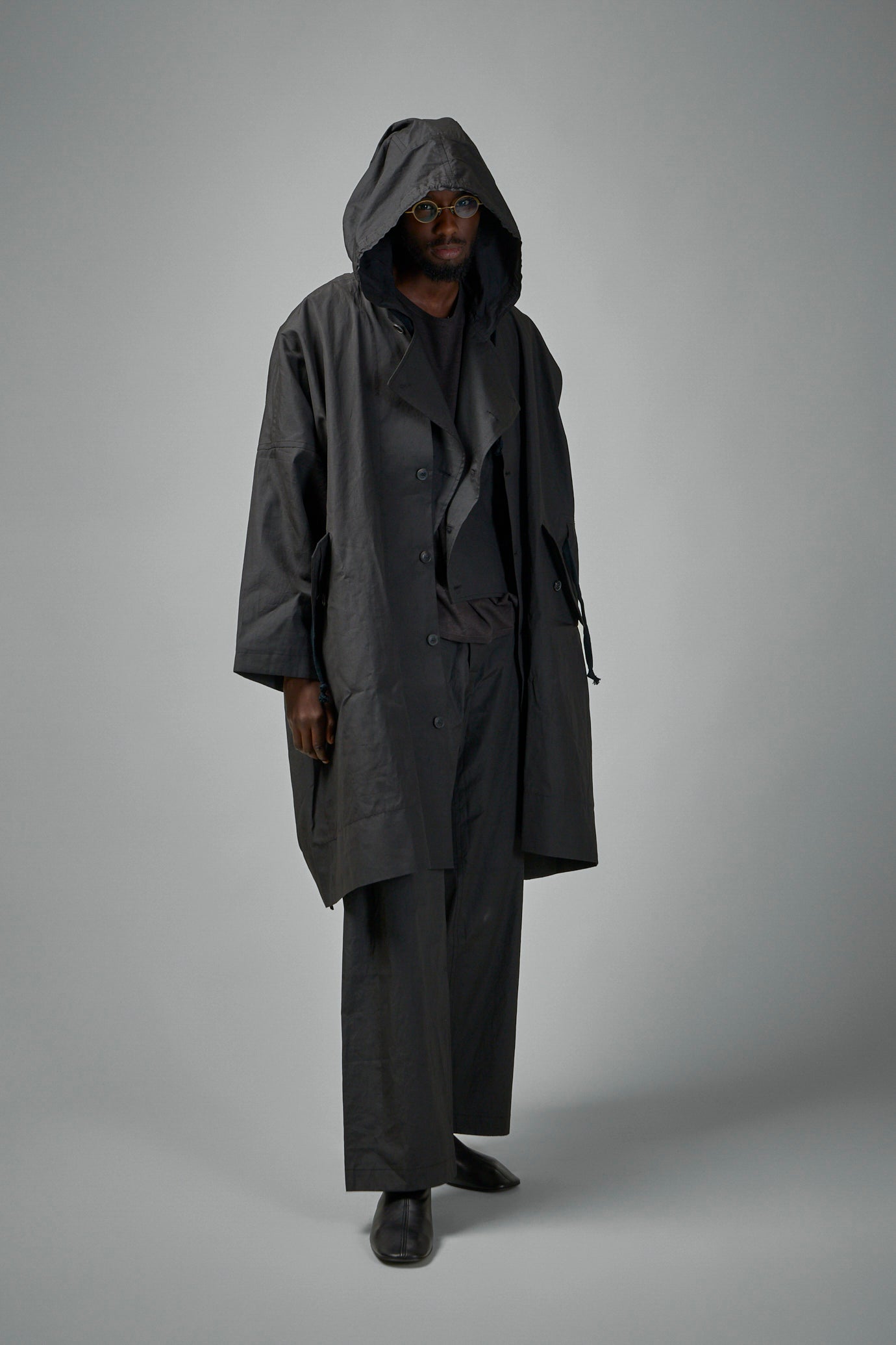 COAT#32 Long Loose Unlined Fit Coat With Detachable Collar