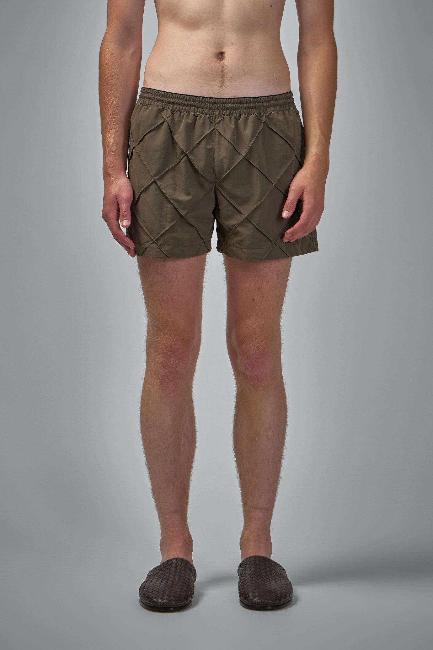 Nylon Intrecciato Pattern Swim Shorts