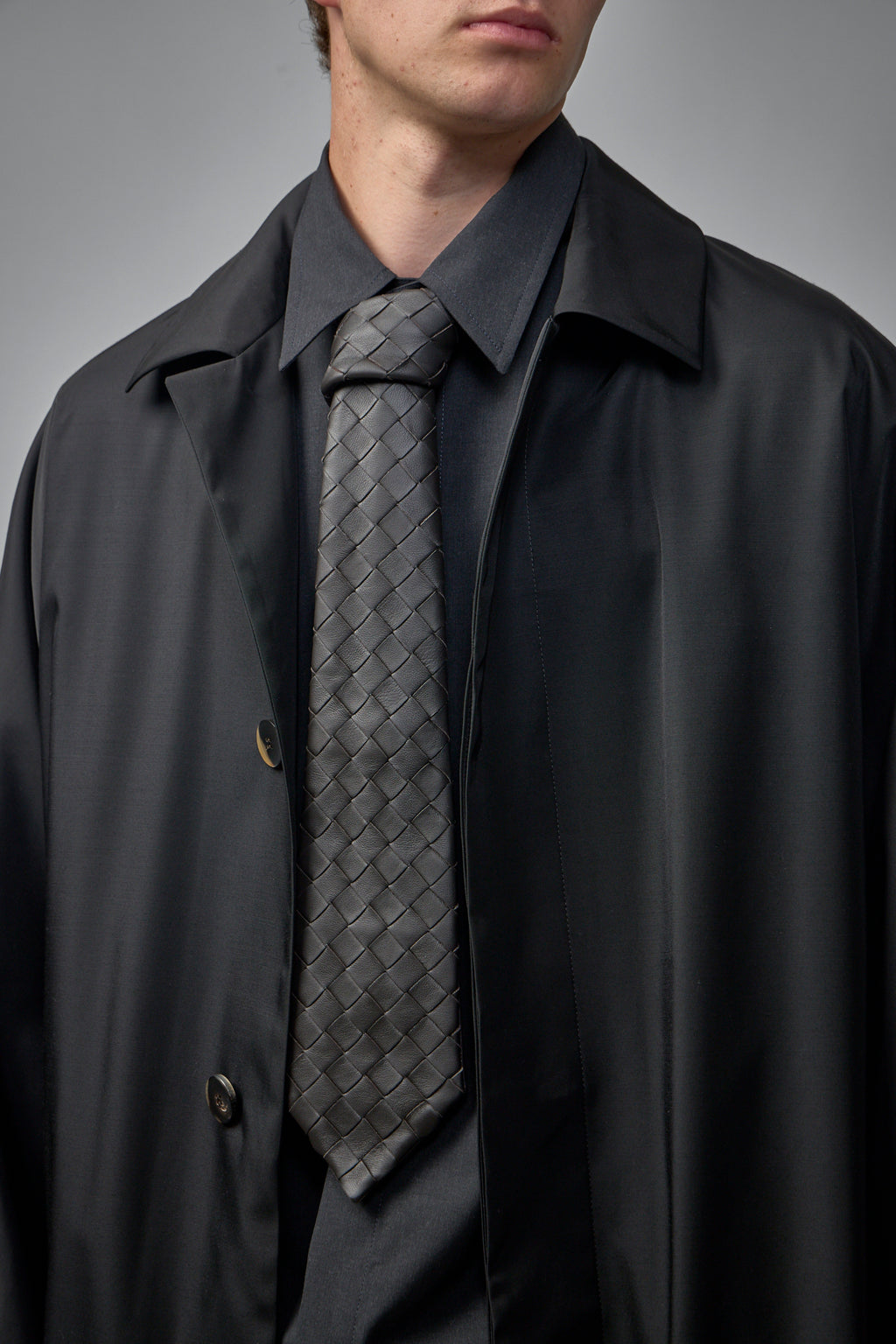 Intrecciato Leather Tie