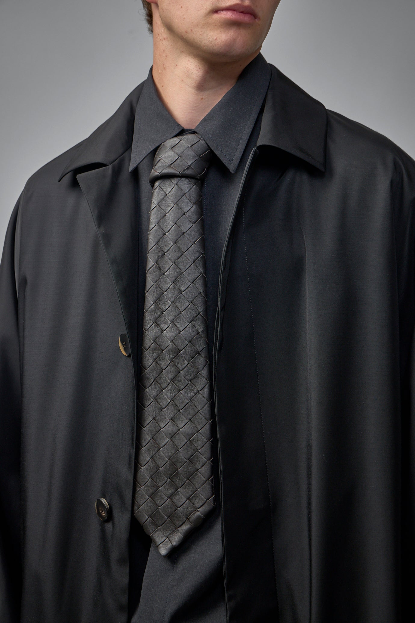 Intrecciato Leather Tie