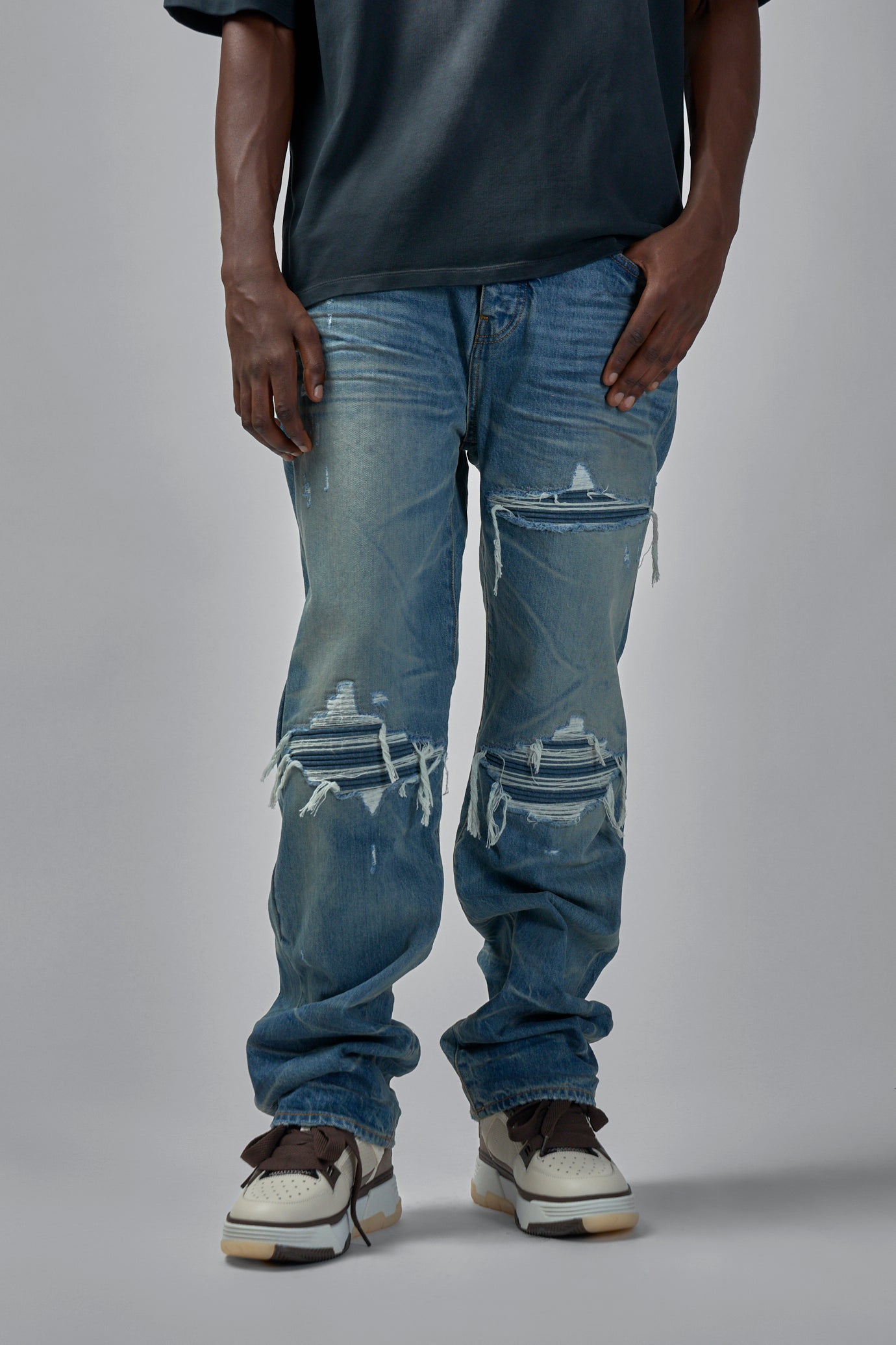 Pleated Denim Straight Mx1 Jeans