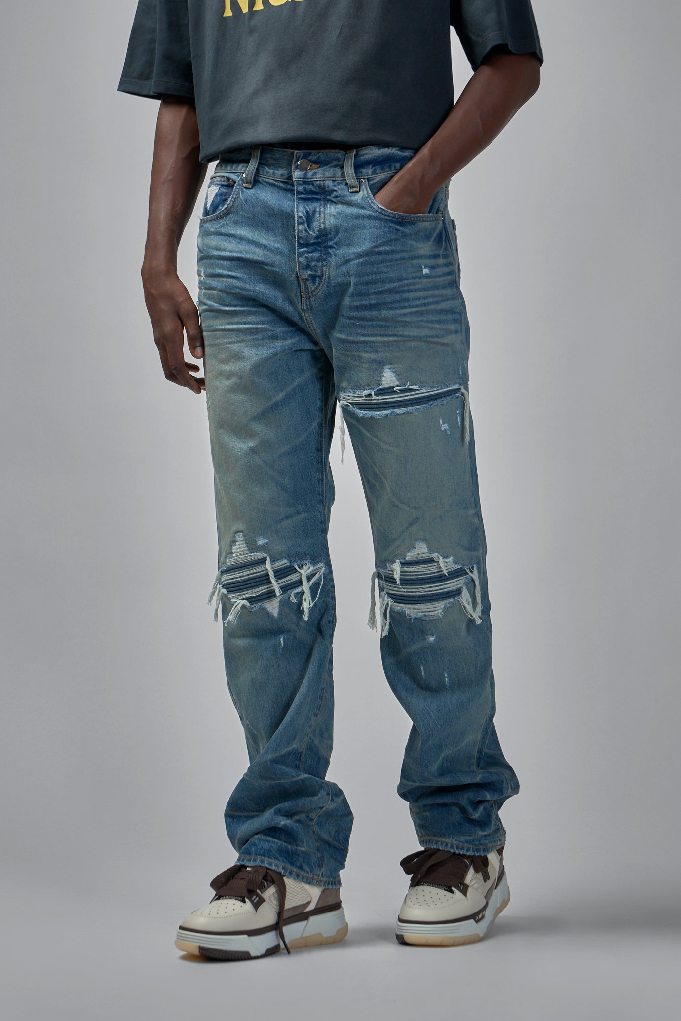 Pleated Denim Straight Mx1 Jeans