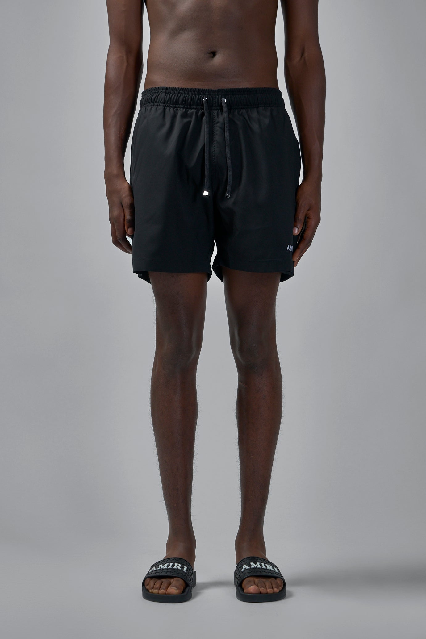 Drawstring Elastic Waistband Swim Trunks