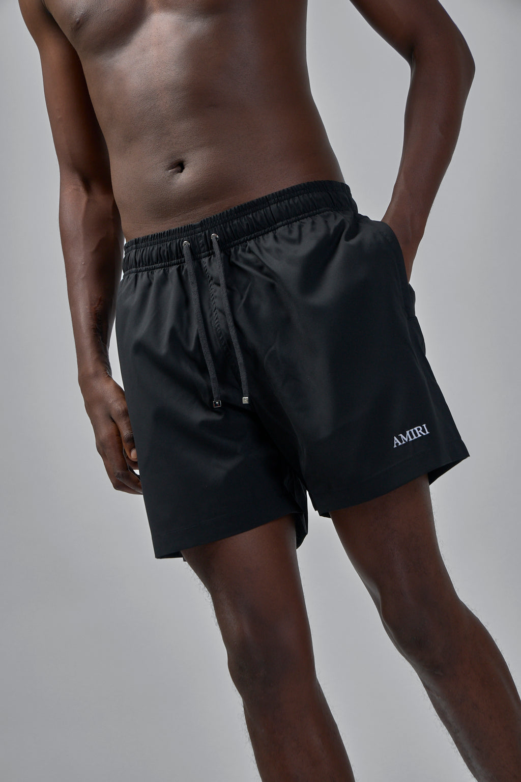Drawstring Elastic Waistband Swim Trunks