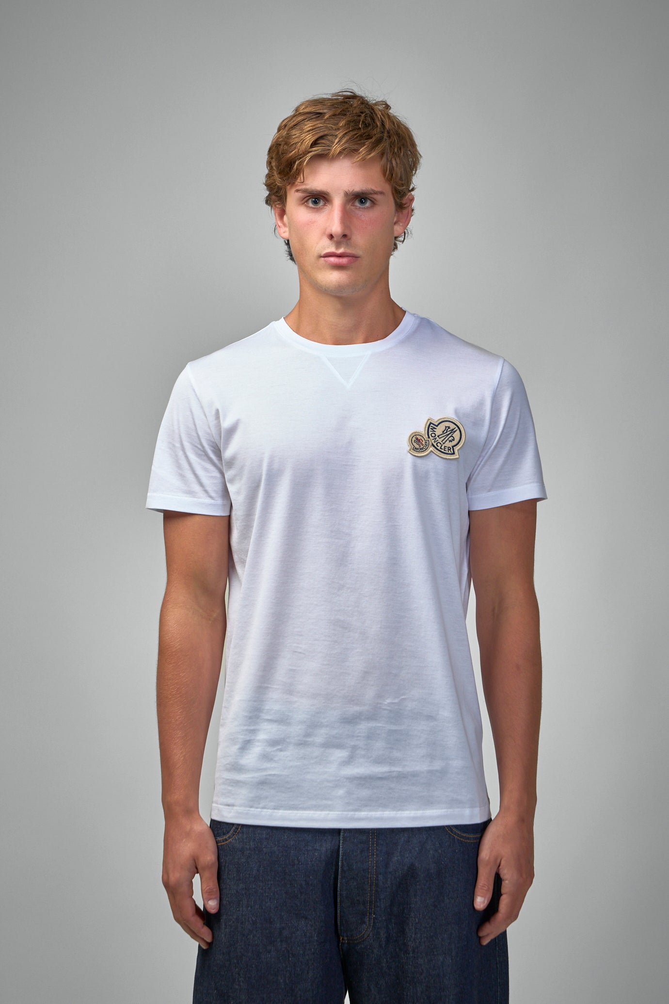 Double Logo Patch Cotton T-Shirt