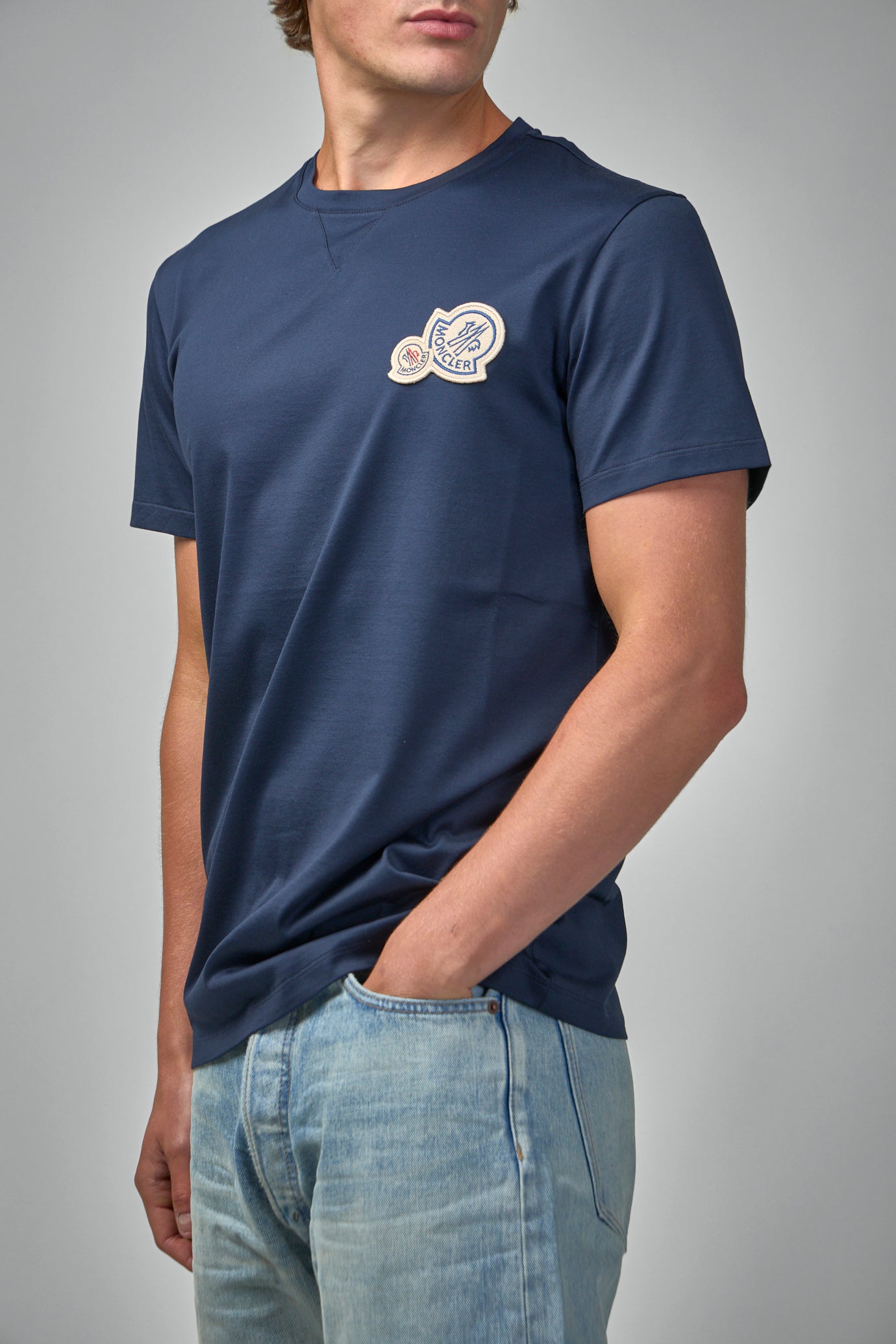 Double Logo Patch Cotton T-Shirt