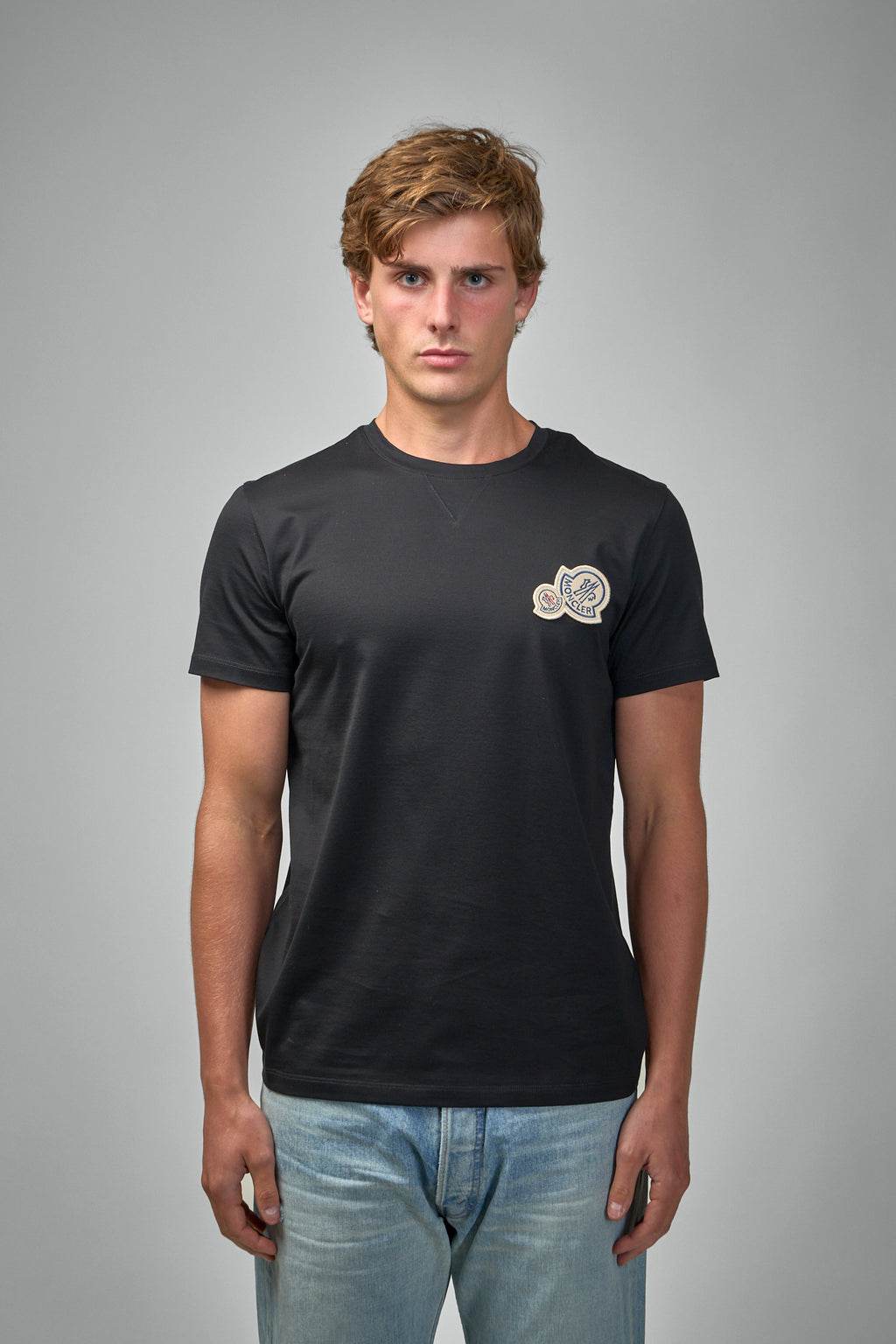 Double Logo Patch Cotton T-Shirt
