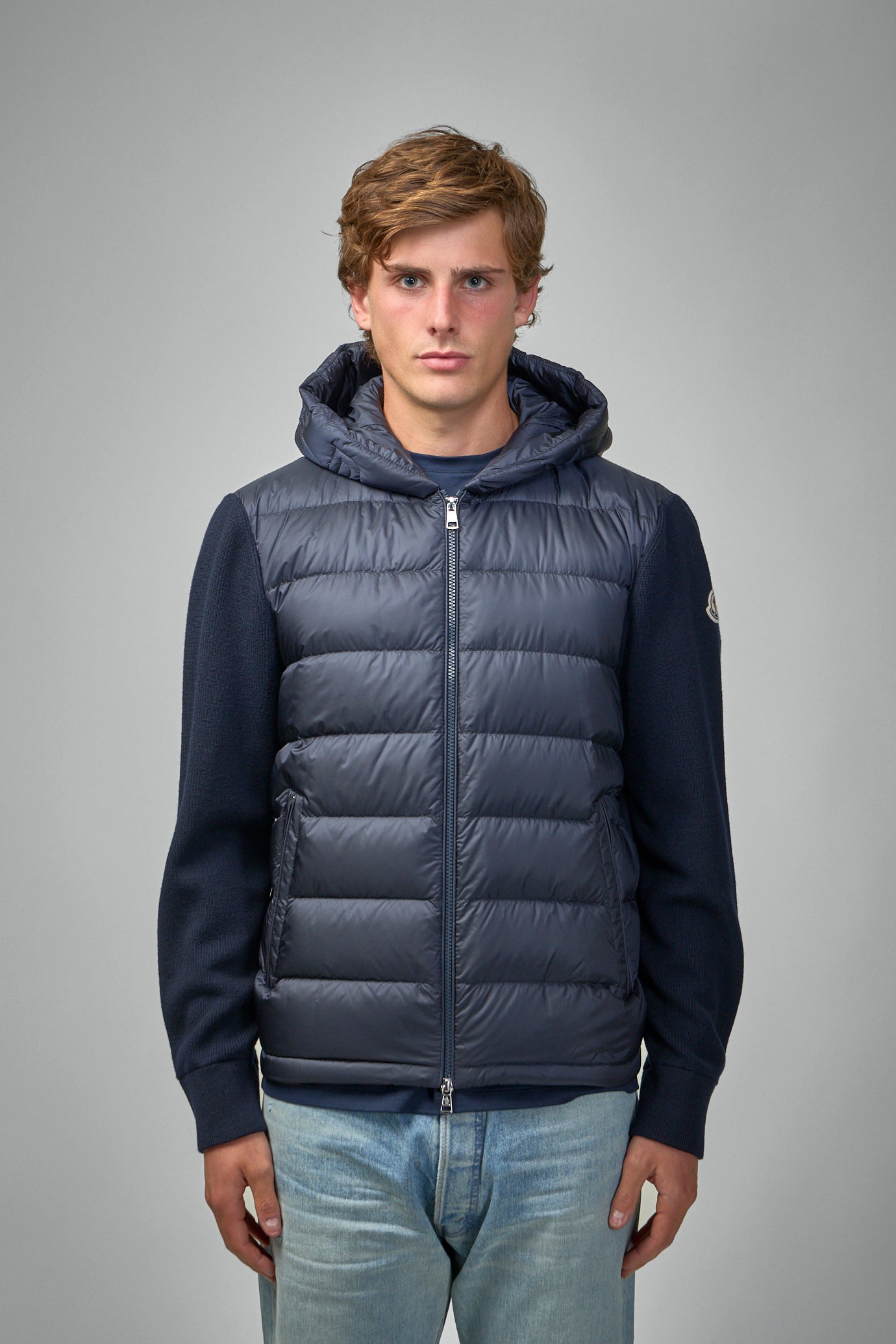 Padded Wool Zip-Up Hoodie