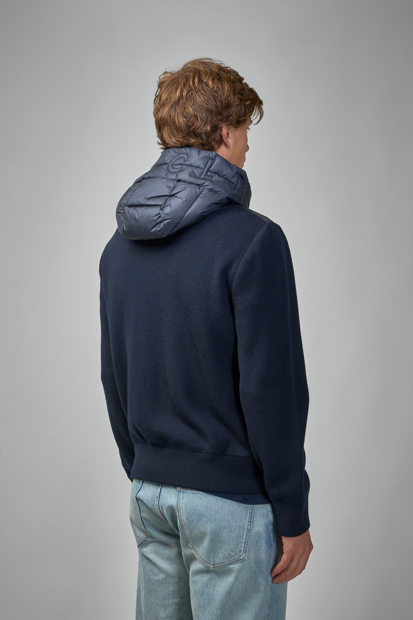 Padded Wool Zip-Up Hoodie