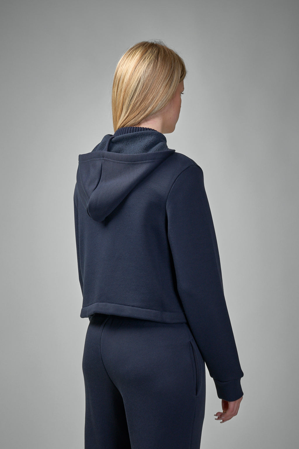 Knit Accent Cotton Zip-Up Hoodie