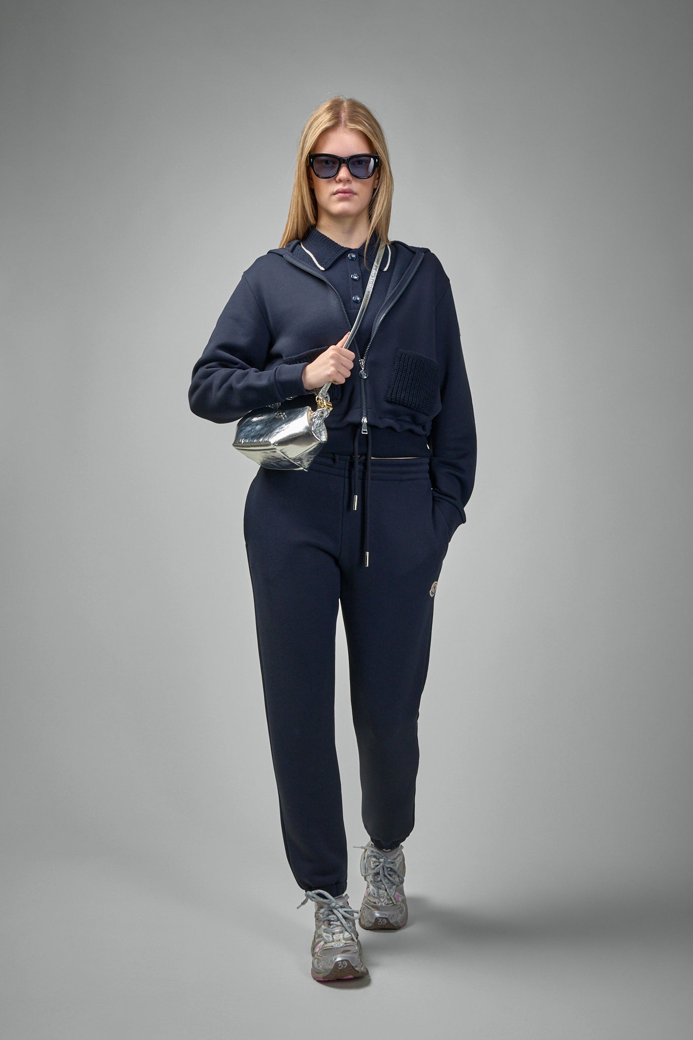 Knit Accent Cotton Zip-Up Hoodie