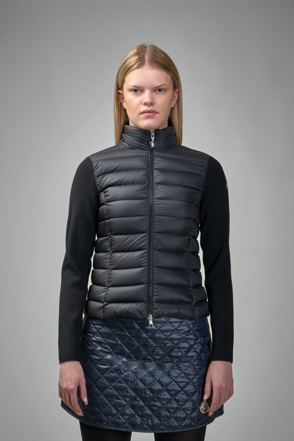 Padded Wool Zip-Up Cardigan