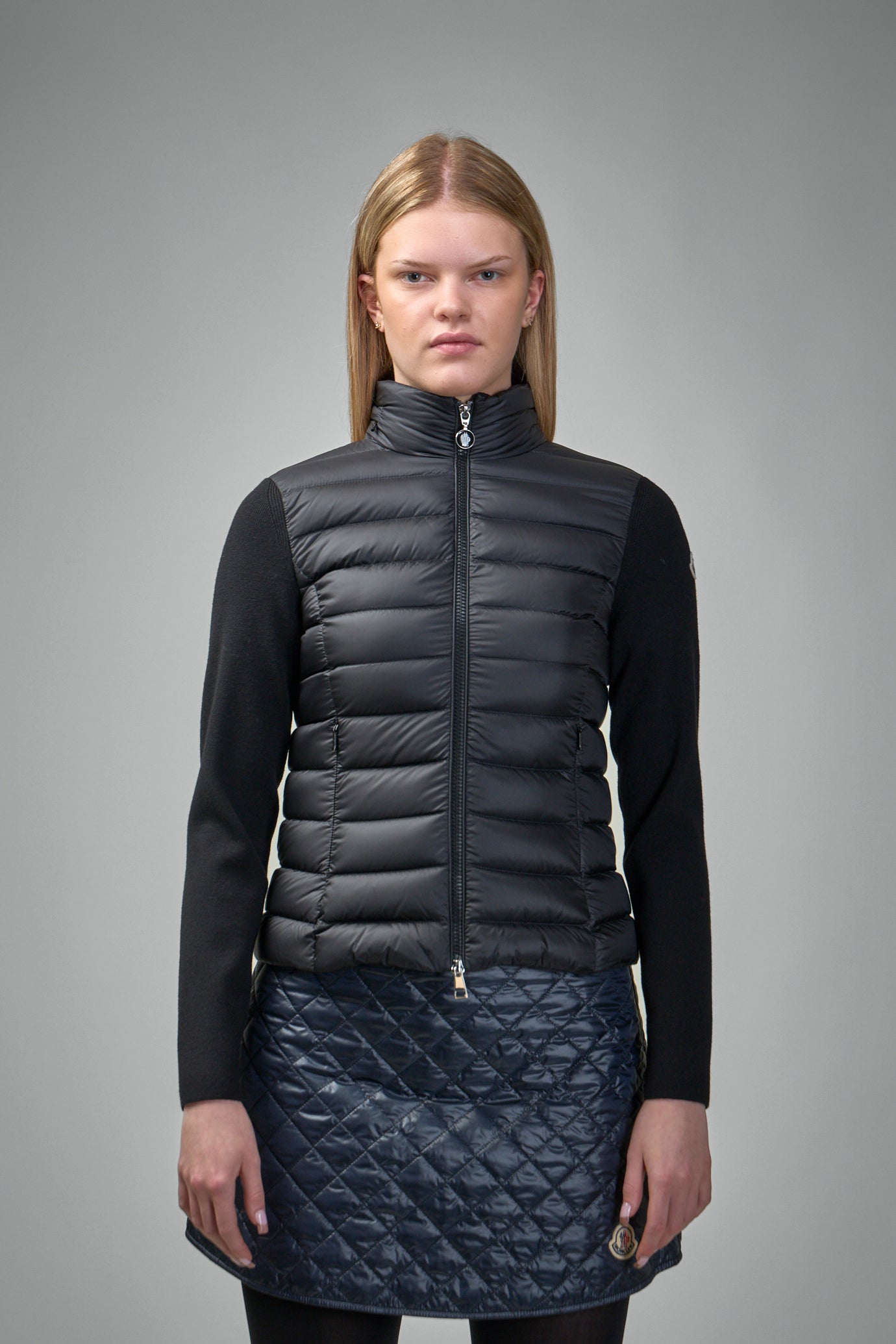 Padded Wool Zip-Up Cardigan