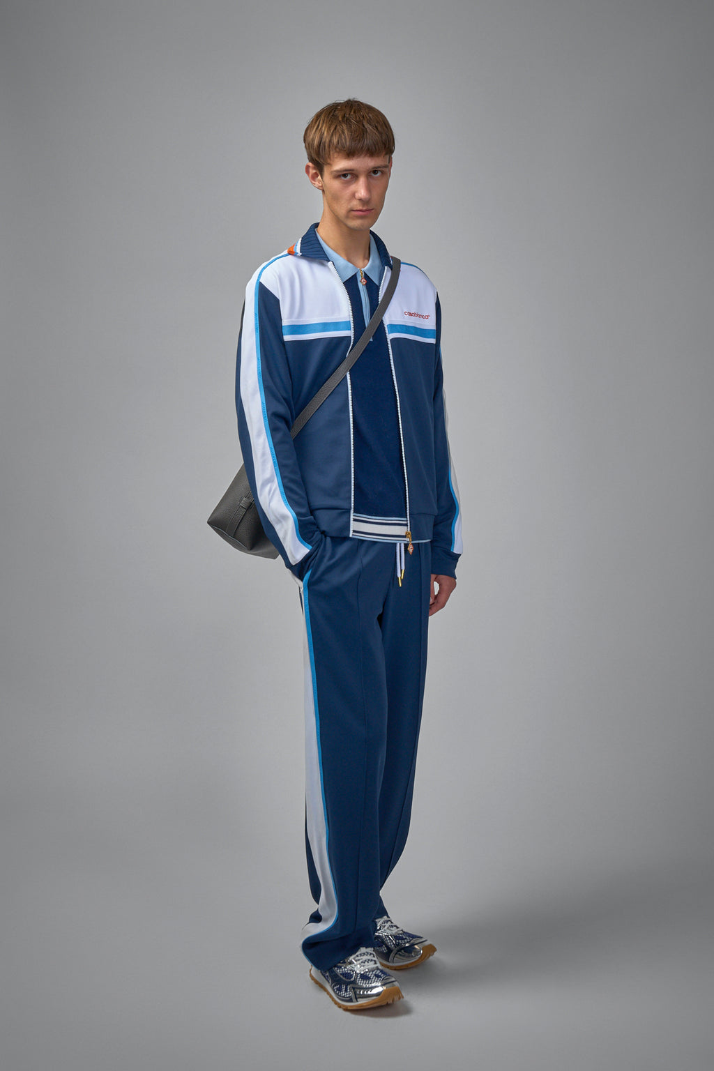 Mens Textured Track Jacket Round Pique
