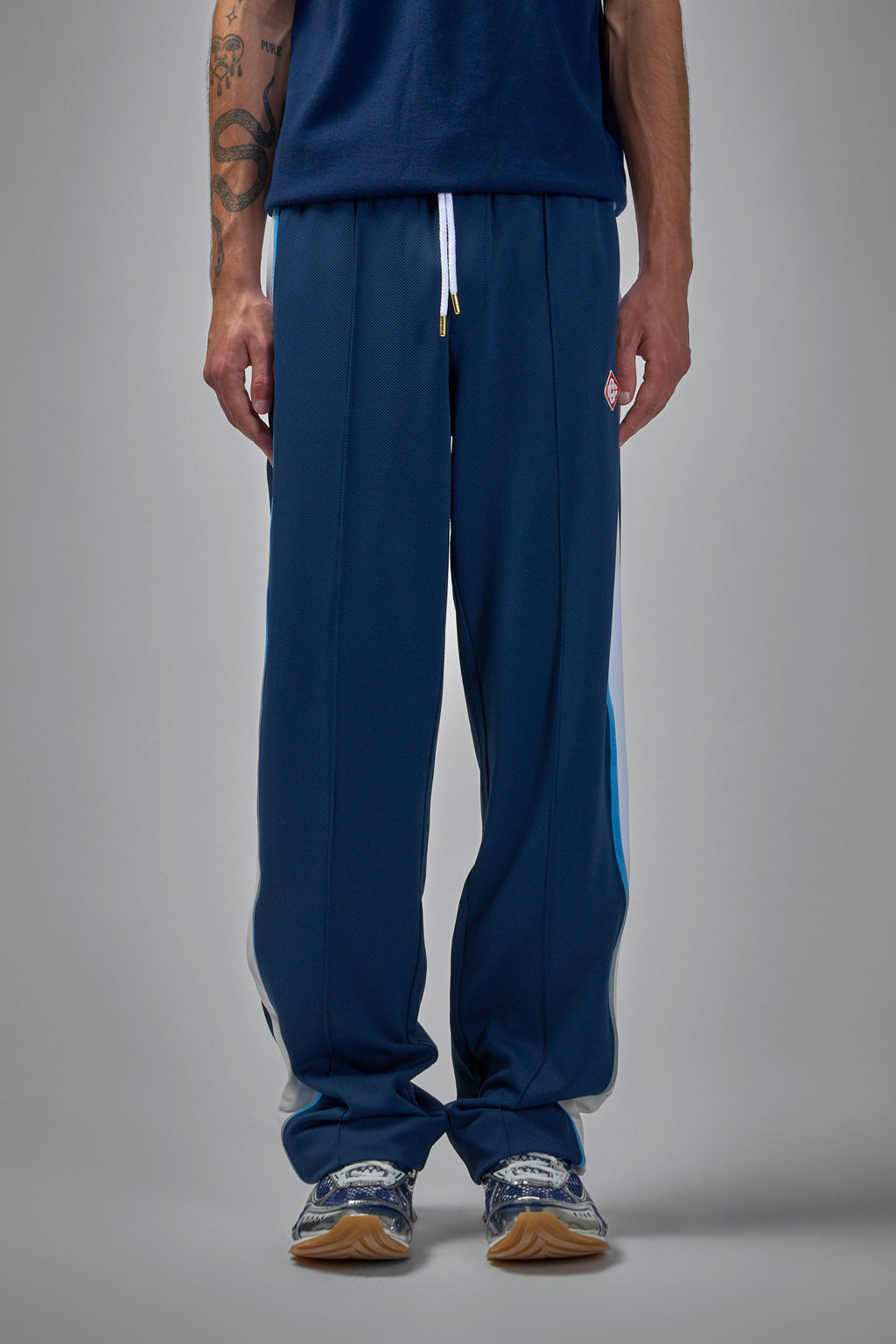 Mens Textured Trak Pants Round Pique