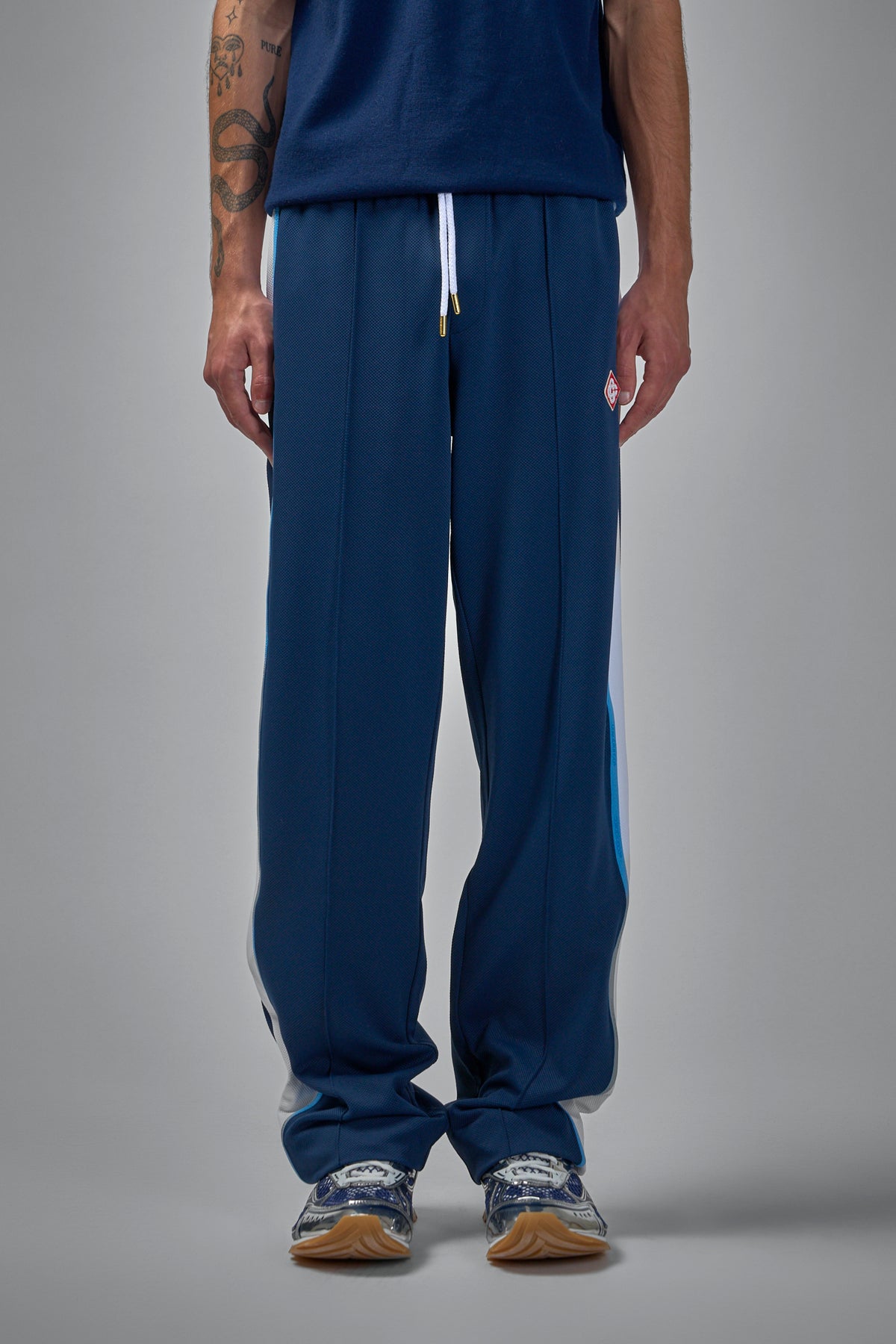 Mens Textured Trak Pants Round Pique