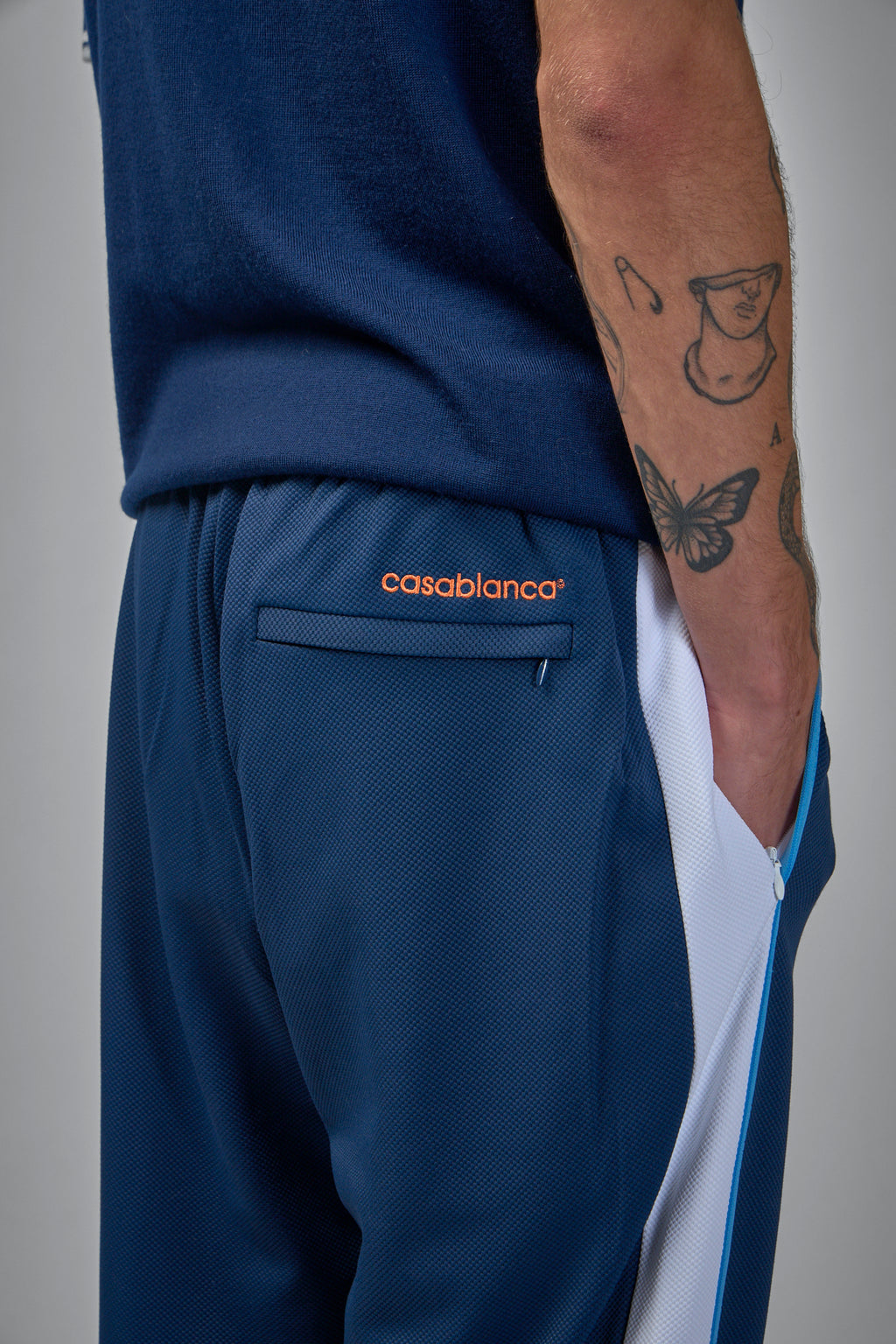 Mens Textured Trak Pants Round Pique